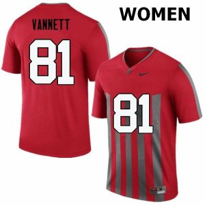 Women's Ohio State Buckeyes #81 Nick Vannett Throwback Nike NCAA College Football Jersey Fashion NBG1844SN